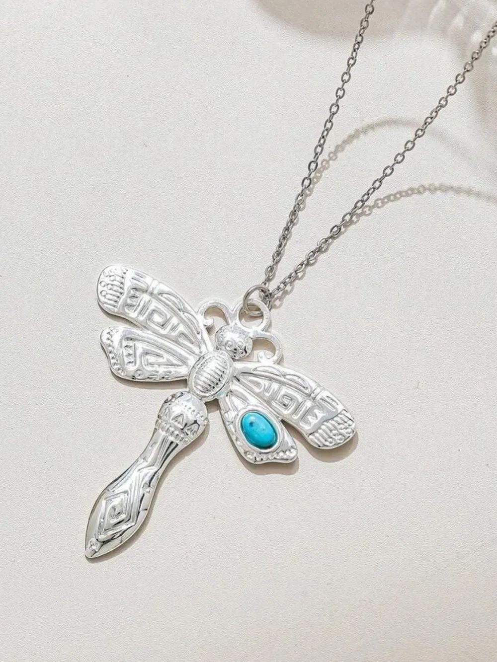 Silver Dragonfly Necklace S1461